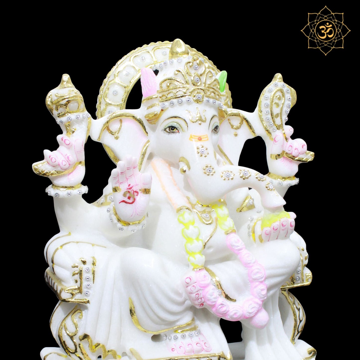 White Marble Ganesh Murti in 1feet for Homes and Temples