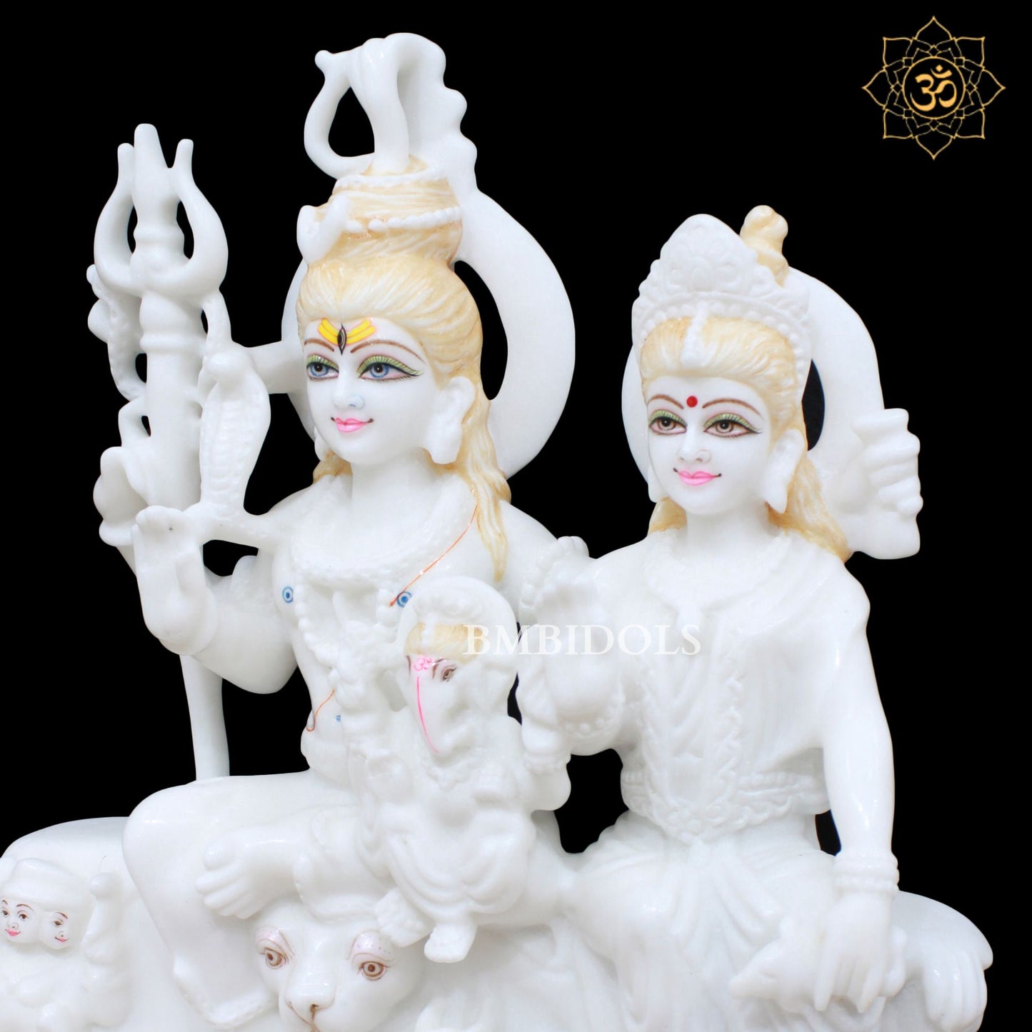 Shiv Parivar Marble Murti in 18inches for Homes and Temples