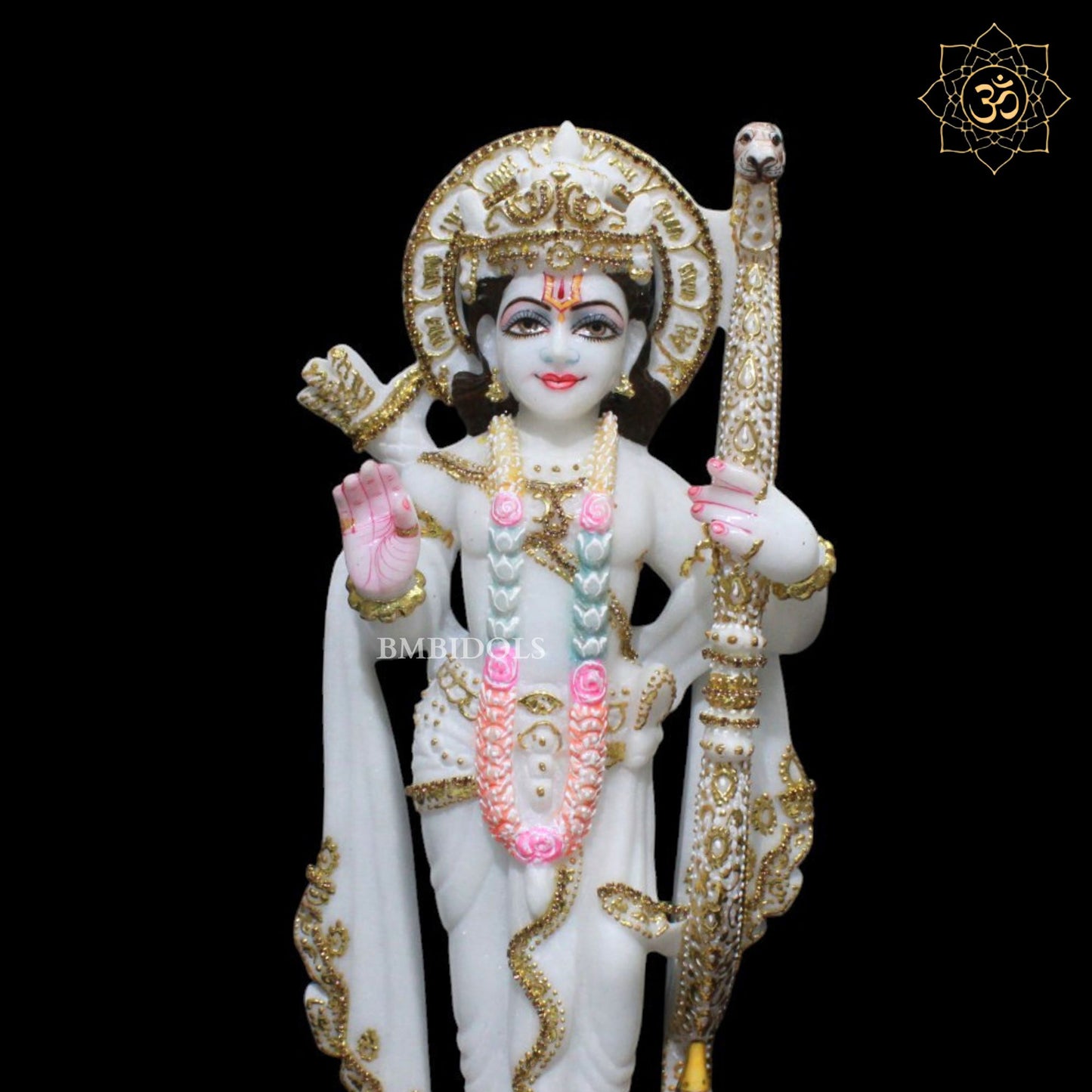 15inch Ram Darbar Marble Murti in Zari Work for Homes and Temples