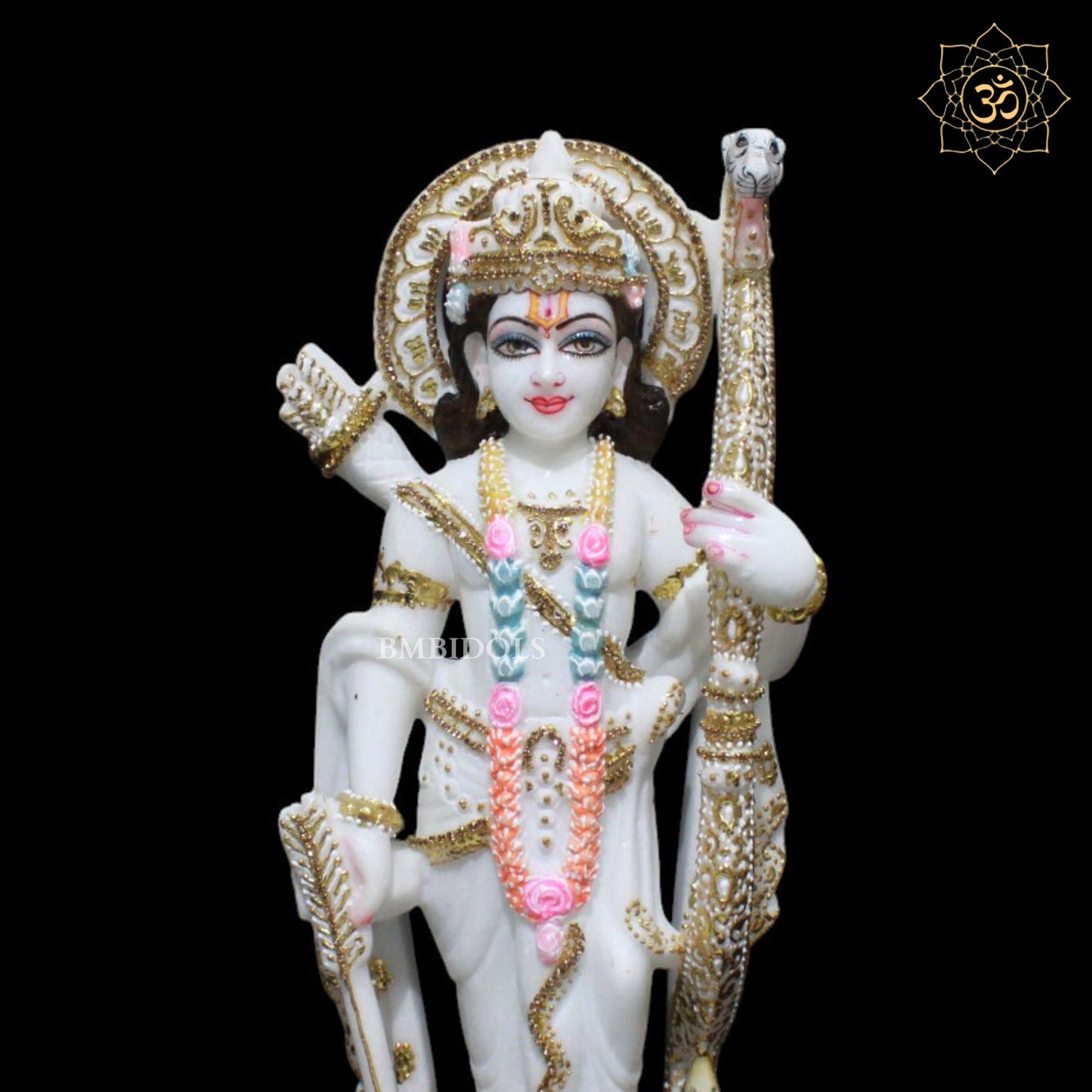 15inch Ram Darbar Marble Murti in Zari Work for Homes and Temples