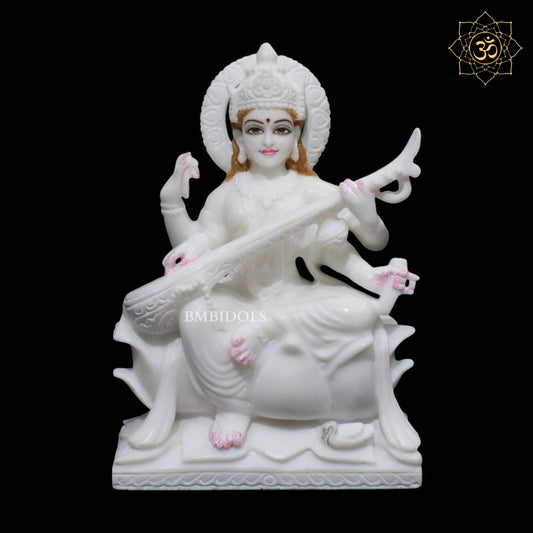 Saraswati Maa Marble Murti for Homes and Temples in 12inches