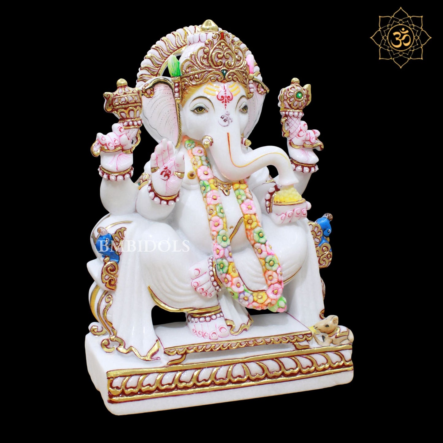 Marble Ganesh Murti in 1.5feet for Homes and Temples