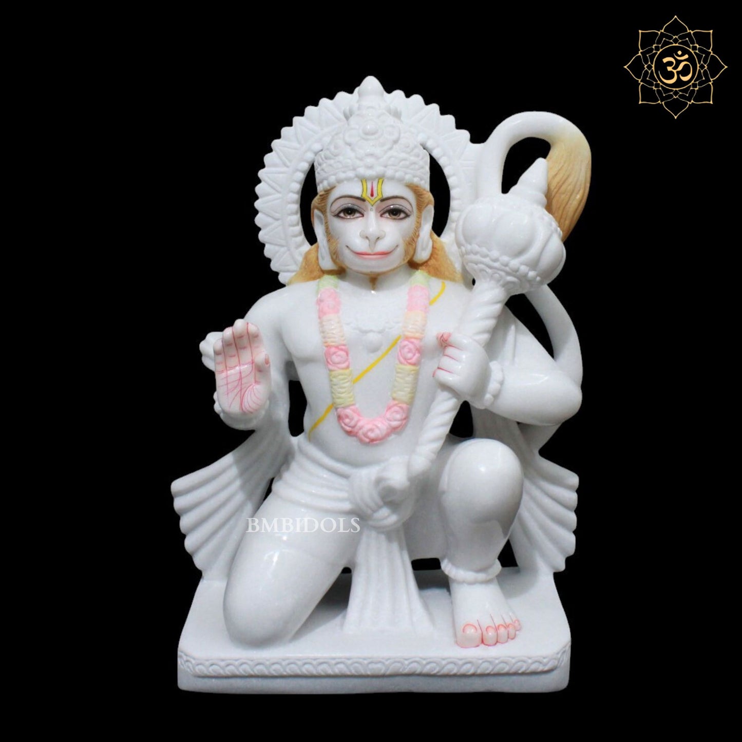 18inch Marble Ashirwad Hanuman Ji Murti for Homes and Temples