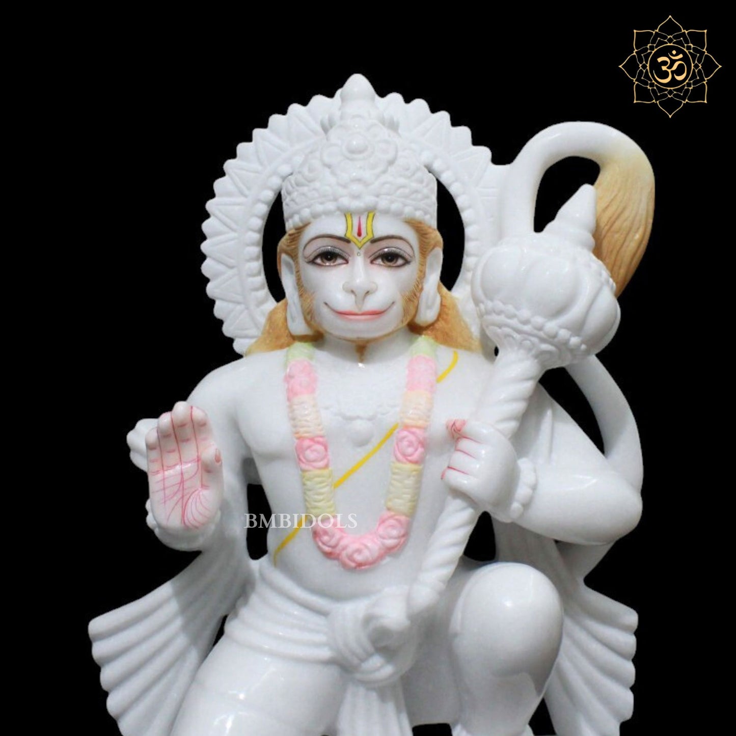 18inch Marble Ashirwad Hanuman Ji Murti for Homes and Temples