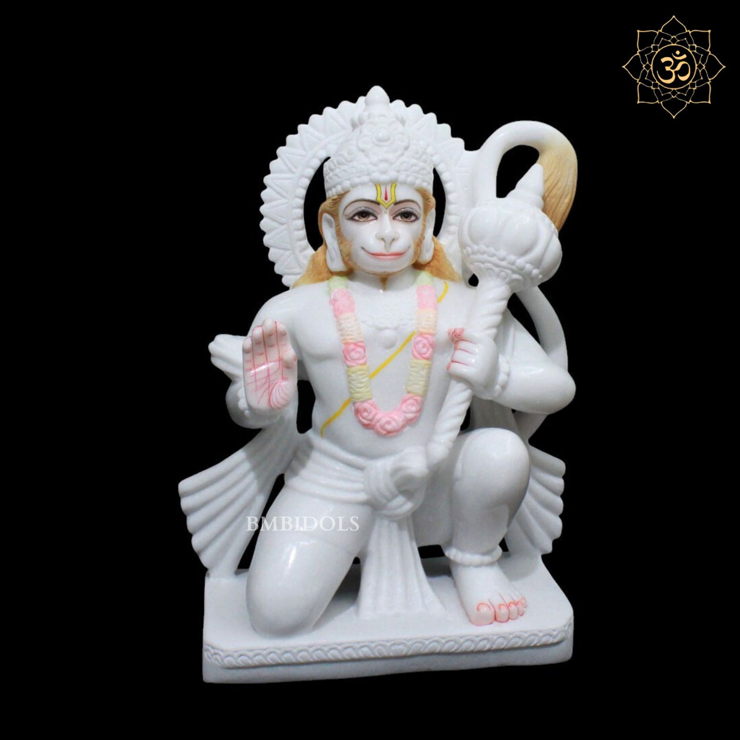 18inch Marble Ashirwad Hanuman Ji Murti for Homes and Temples