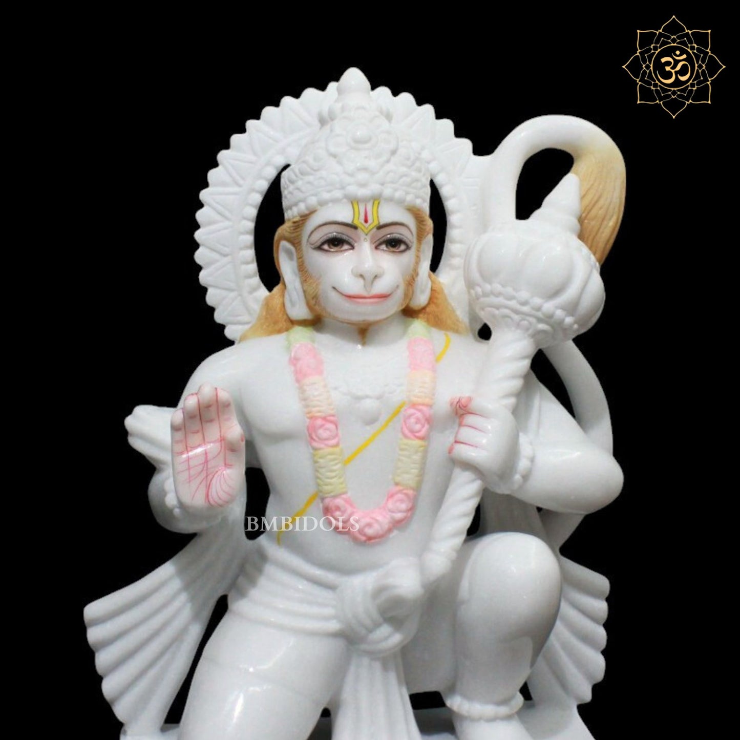 18inch Marble Ashirwad Hanuman Ji Murti for Homes and Temples