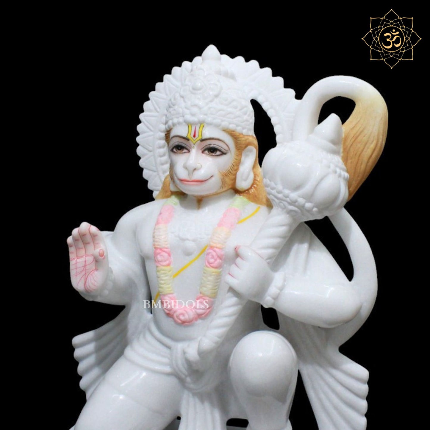 18inch Marble Ashirwad Hanuman Ji Murti for Homes and Temples