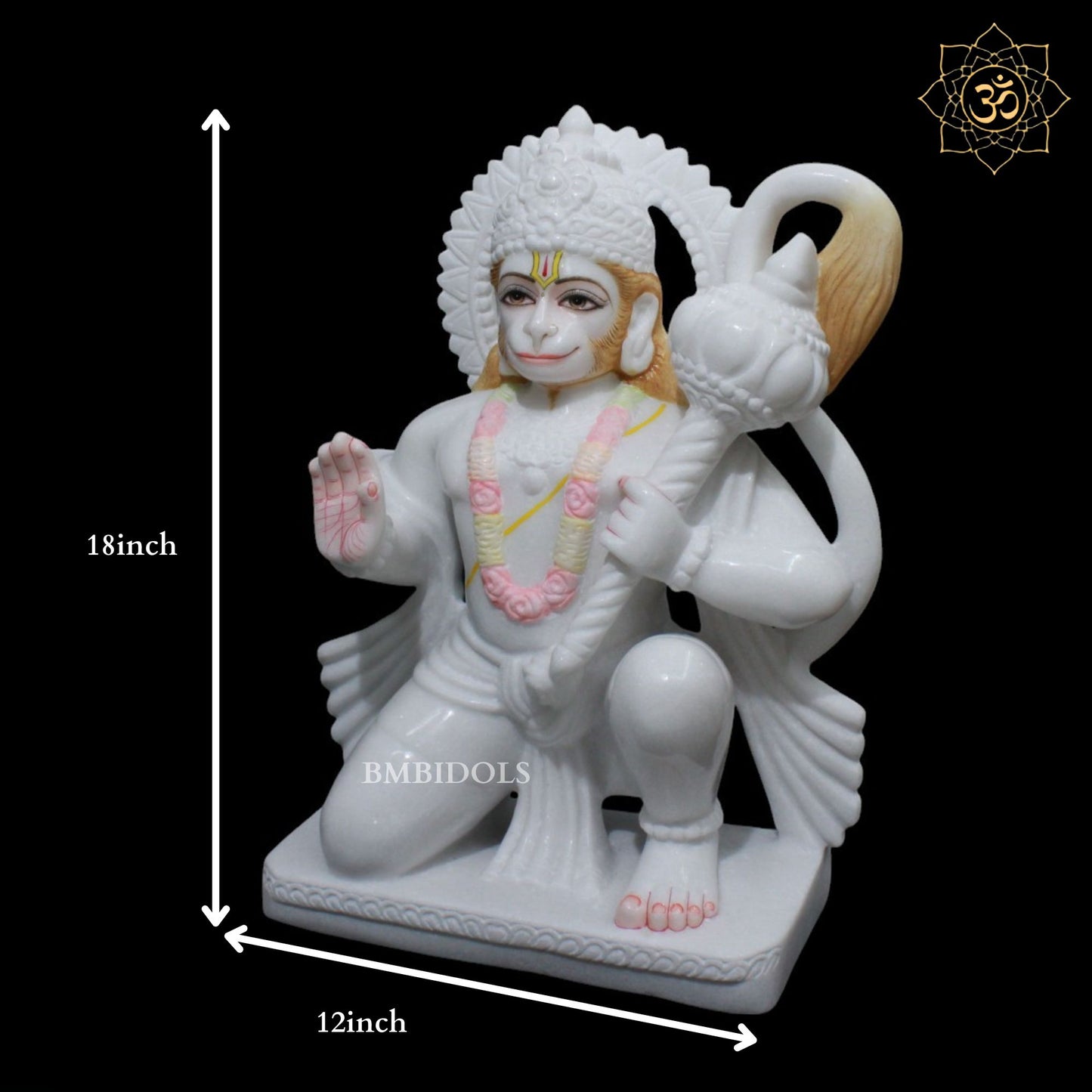 18inch Marble Ashirwad Hanuman Ji Murti for Homes and Temples