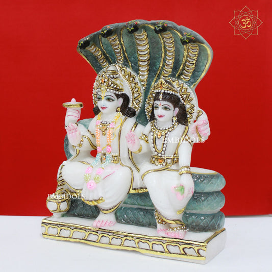 12inch Marble Lakshmi Narayan Murti made in Makrana Marble