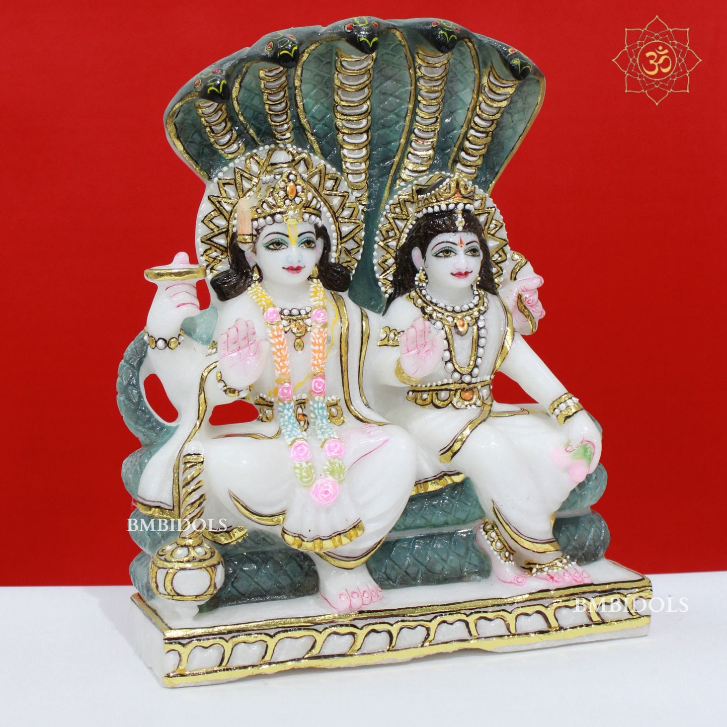 12inch Marble Lakshmi Narayan Murti made in Makrana Marble
