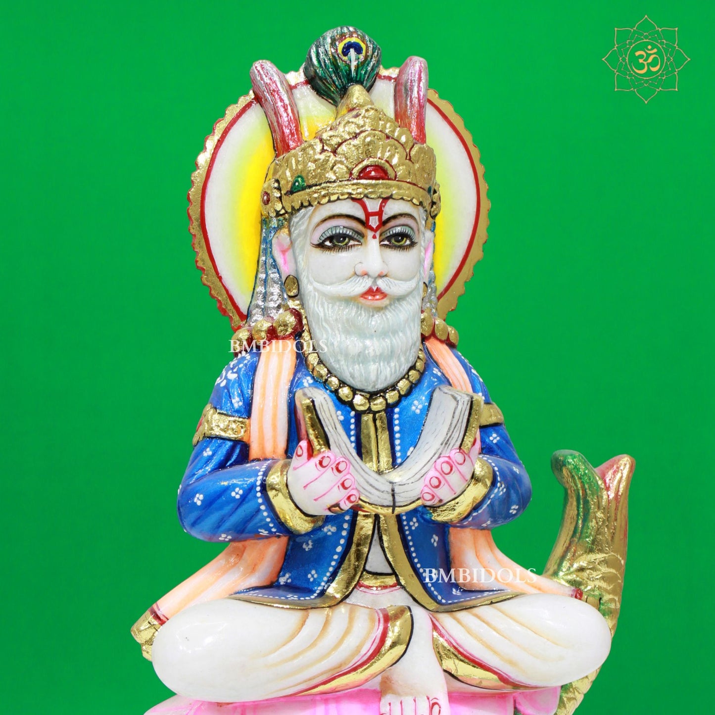 Jhulelal Marble Murti made in Makrana Marble in 12inches