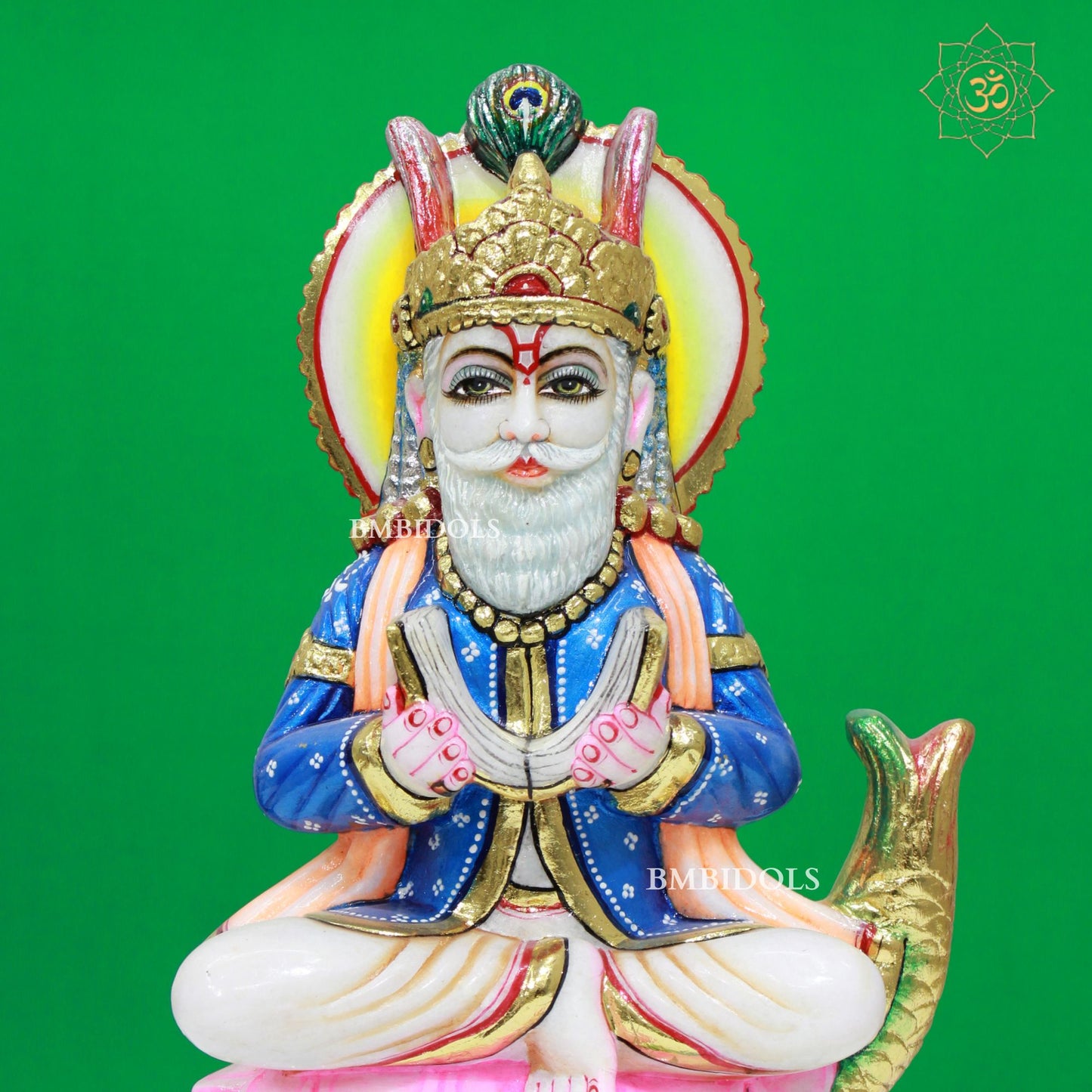 Jhulelal Marble Murti made in Makrana Marble in 12inches