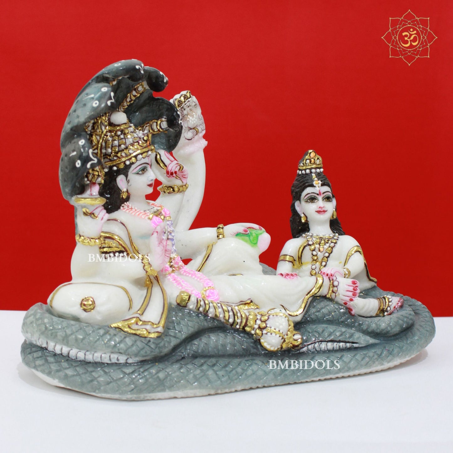 Marble Lakshmi Narayan Murti made in Makrana Marble in 12inches