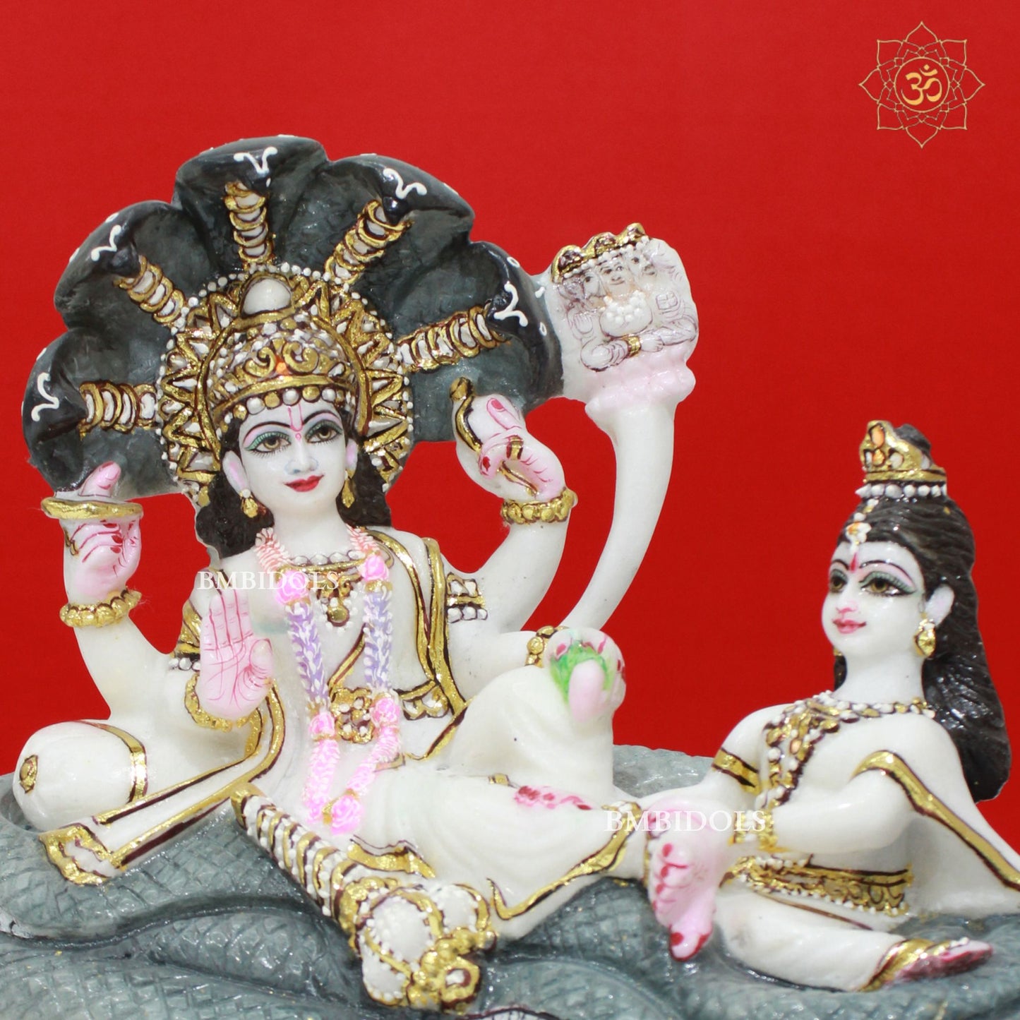 Marble Lakshmi Narayan Murti made in Makrana Marble in 12inches