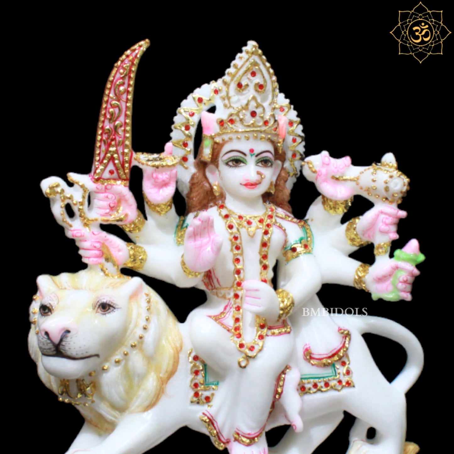 Small Durga Marble Murti in 9inches for Homes and Temples