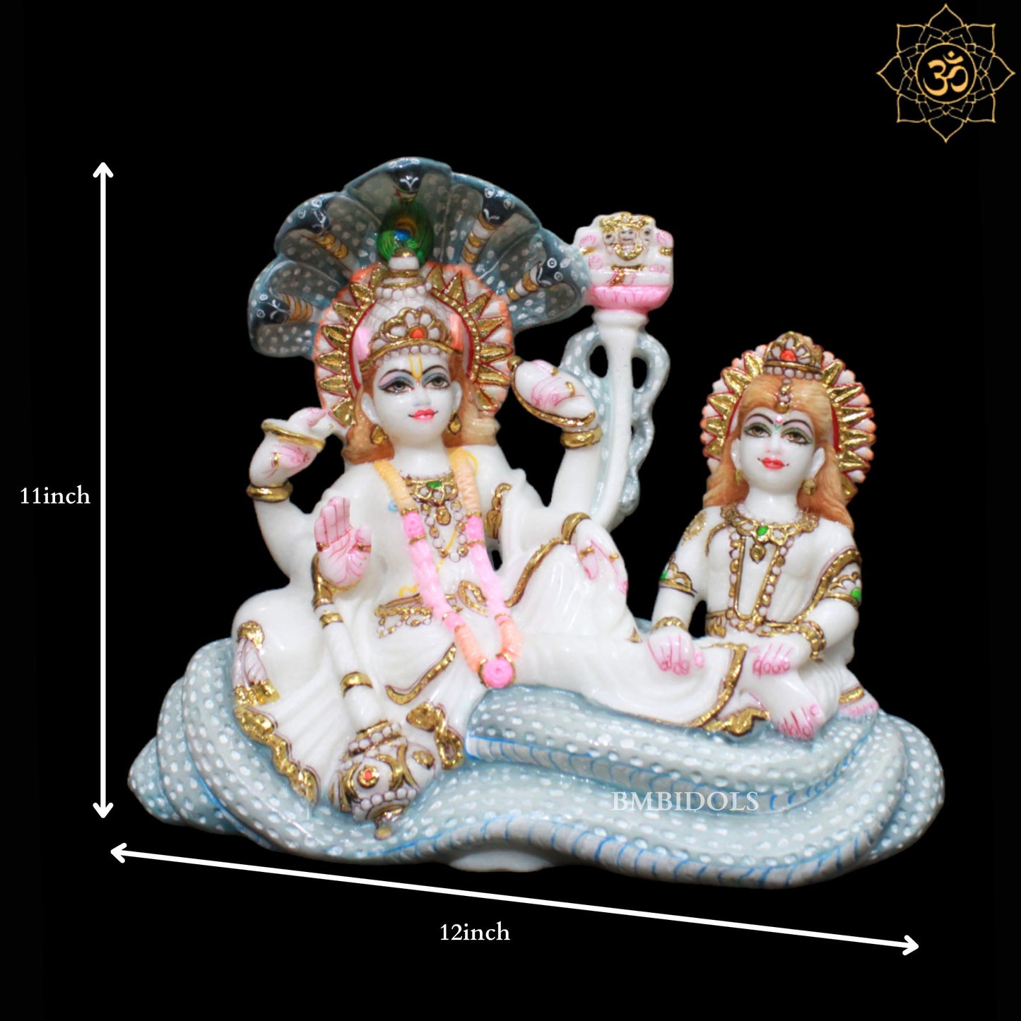 Lakshmi Narayan SheshSaiyaan Murti for Homes and Temples in 12inch