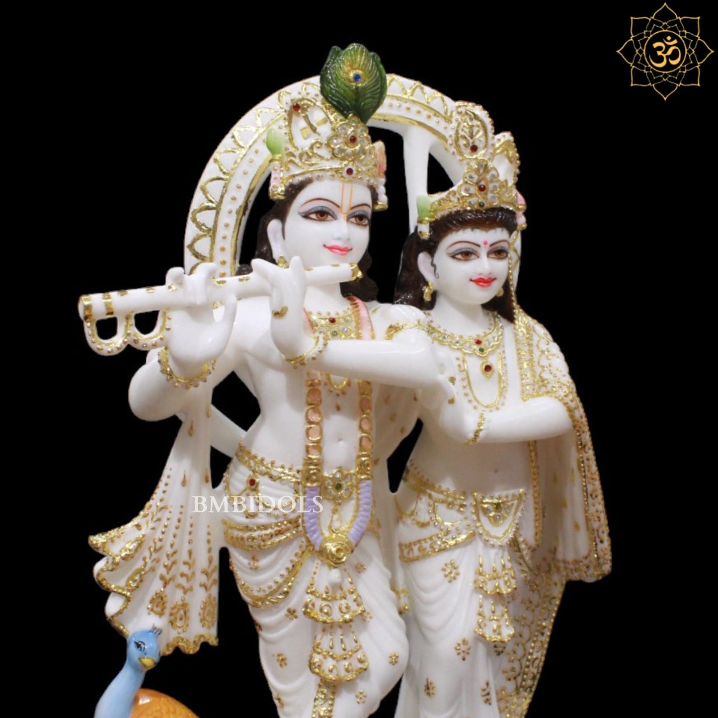 White Marble Jugal Radha Krishna in 18inches for Homes and Temples