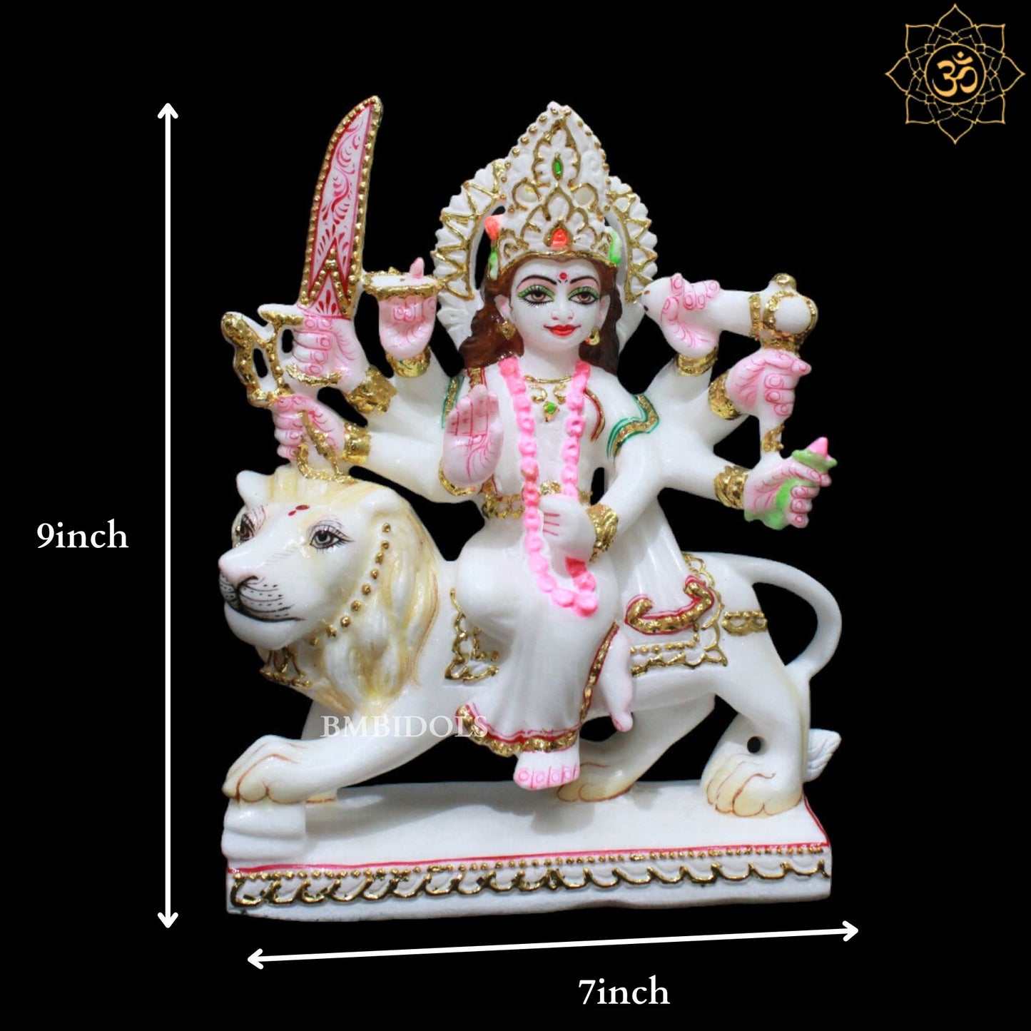 White Marble Durga Murti in Small Size for Homes and Temples