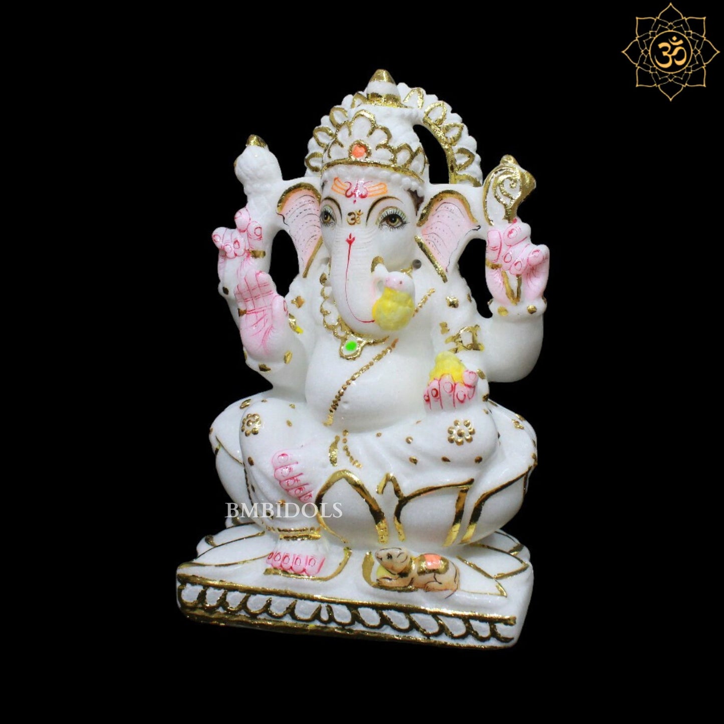 White Small Ganesh Lakshmi Murti for Homes and Temples in 9inches