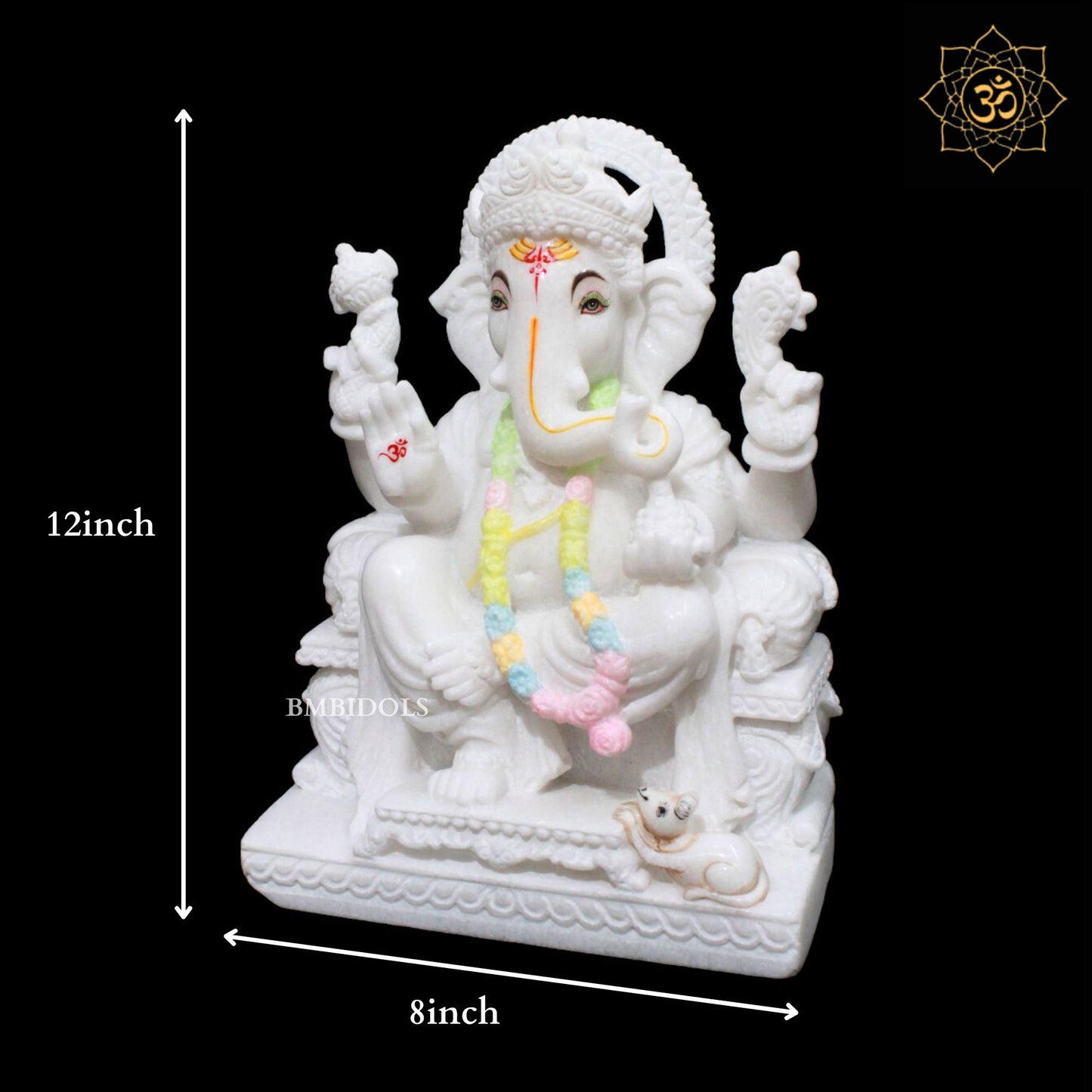 Ganesh Marble Murti for Homes and Temples in 12inches