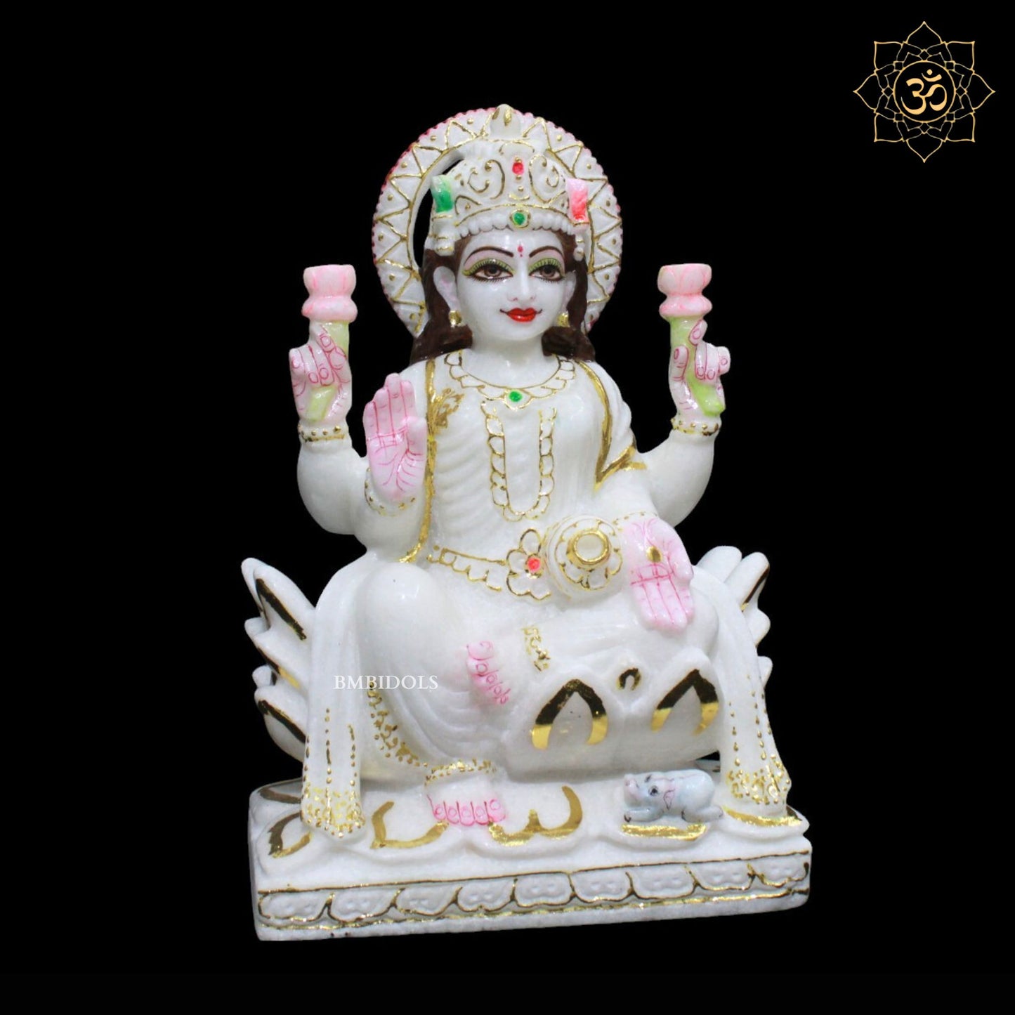 Ganesh Laxmi Marble Murti for Homes and Temples in 12inches