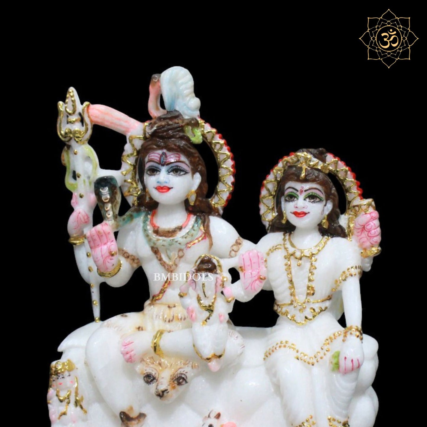 Beautiful Shiva Parivar Marble Murti in 9inch for Homes and Temples