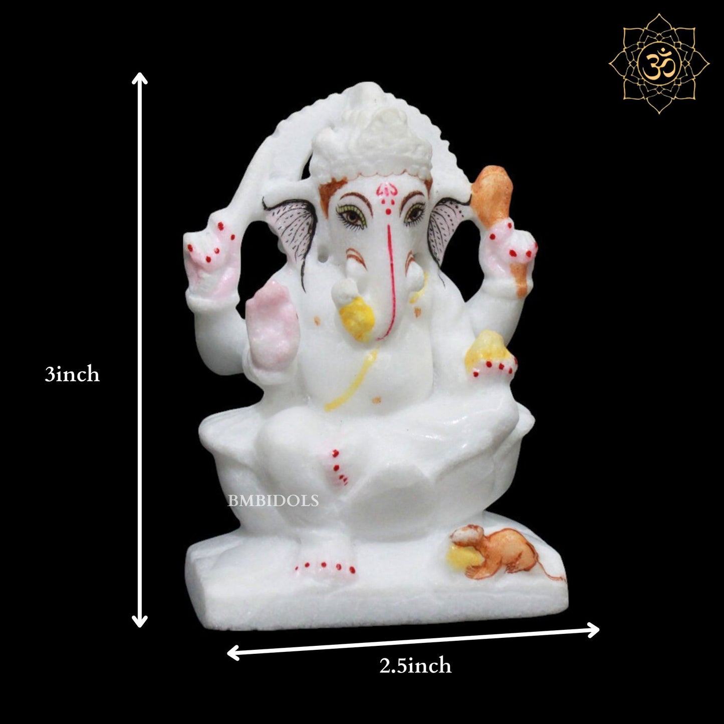 3inch Marble Ganesh Murti for Homes and Temples in Small Size