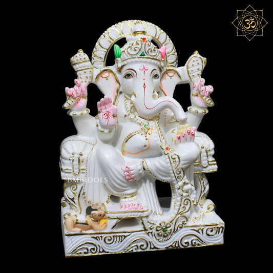 Ganesh Marble Statue for Home Mandirs in 12inches