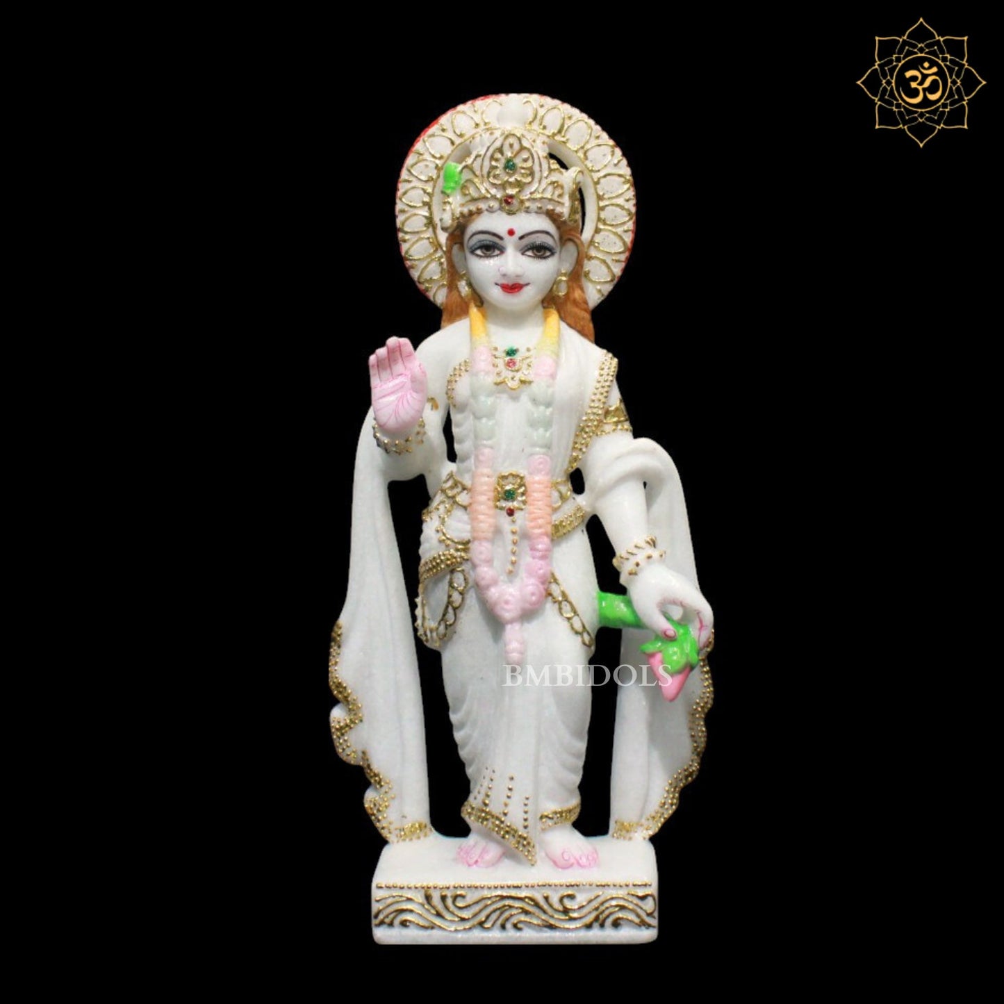 Marble Lakshmi Narayan Murti for Home Temples in 15inches Makrana Marble