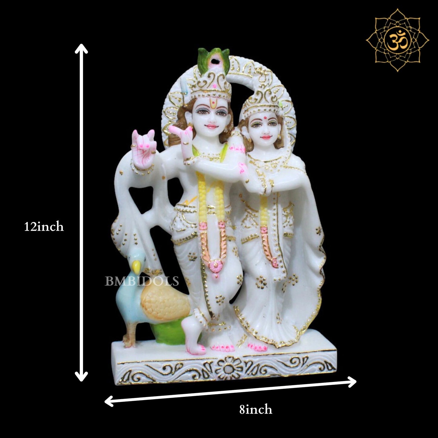 Jugal Radha Krishna Marble Murti for Home Mandirs 12inches
