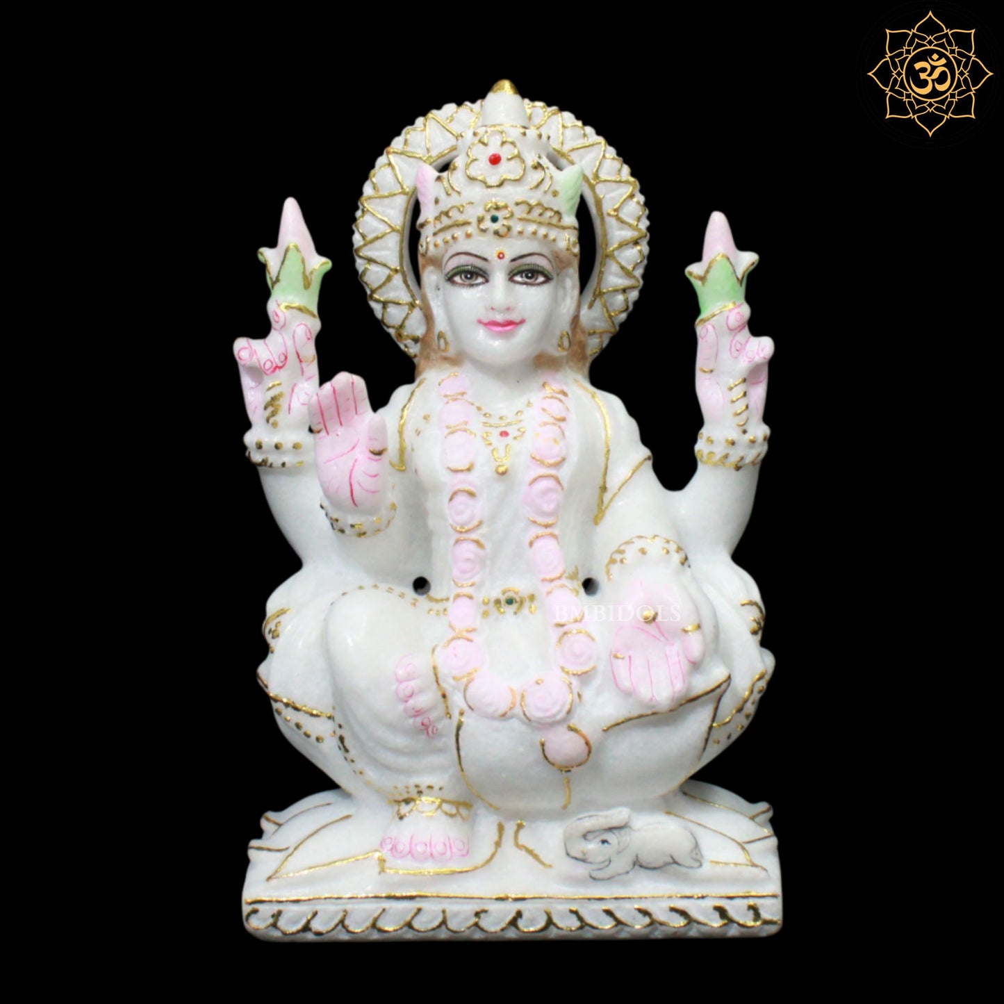 Marble Ganesh Lakshmi Murti made in pure white Marble in 9inches