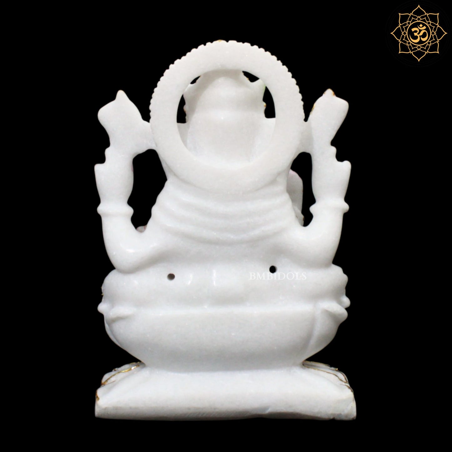 Marble Ganesh Lakshmi Murti made in pure white Marble in 9inches