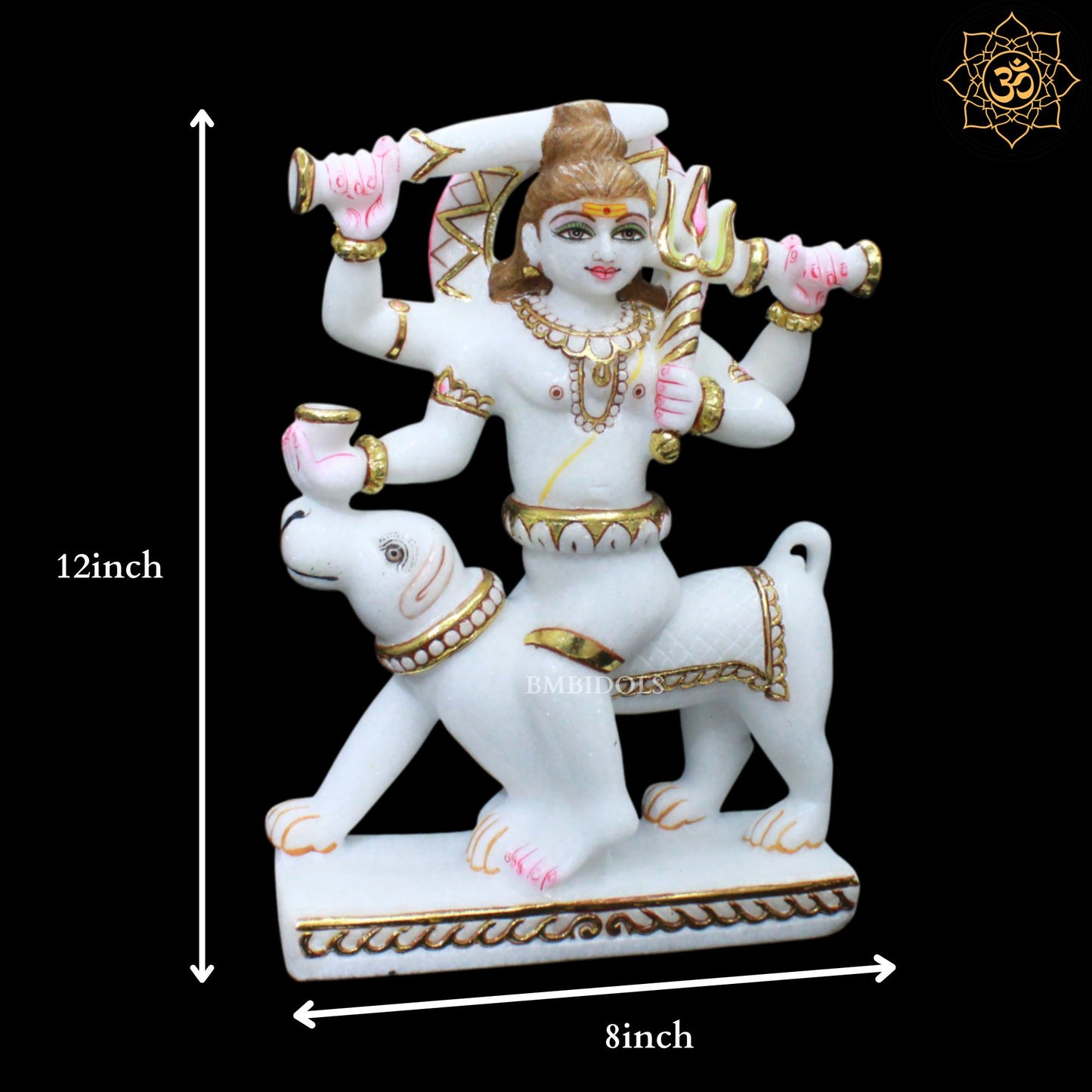 Kal Bhairav Baba Marble Statue for Homes and Temples in 1feet