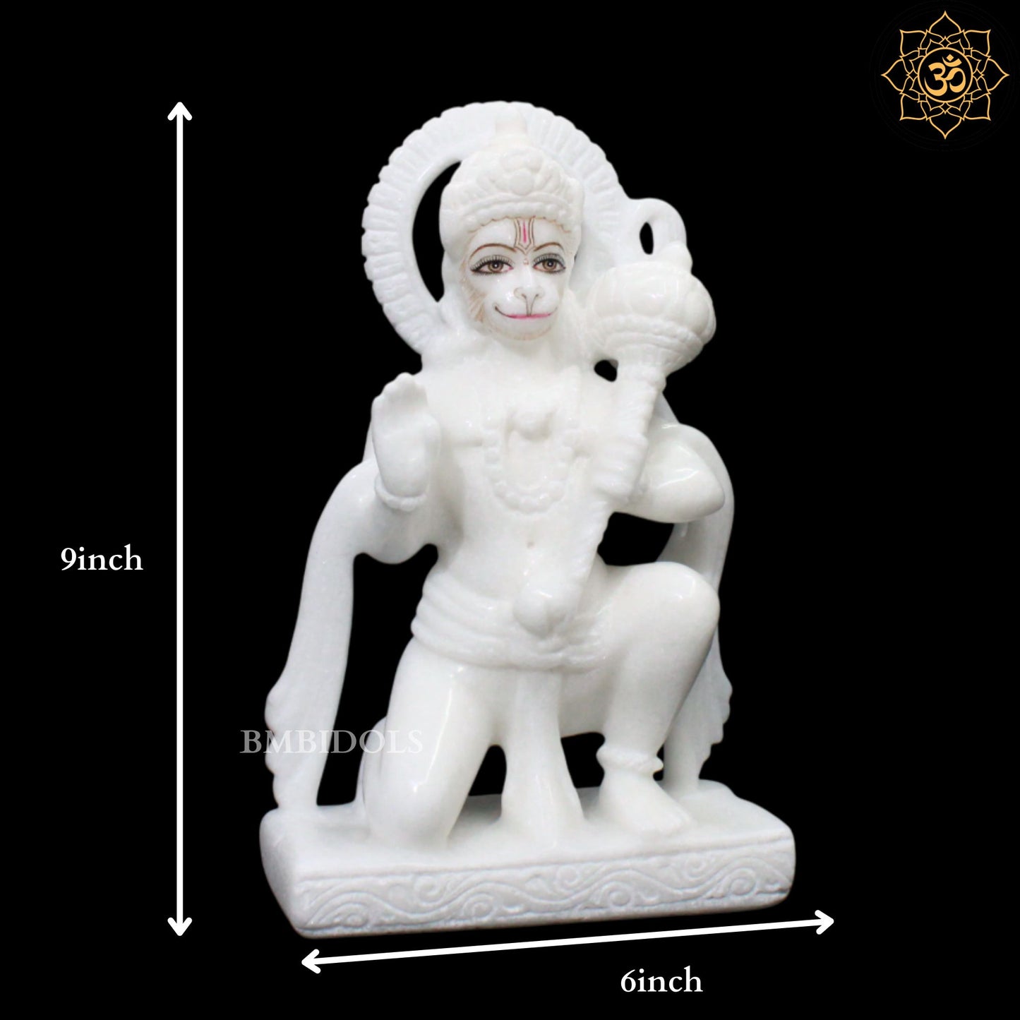 Ashirwad Marble Hanuman Murti for Homes and Temples in 9inches