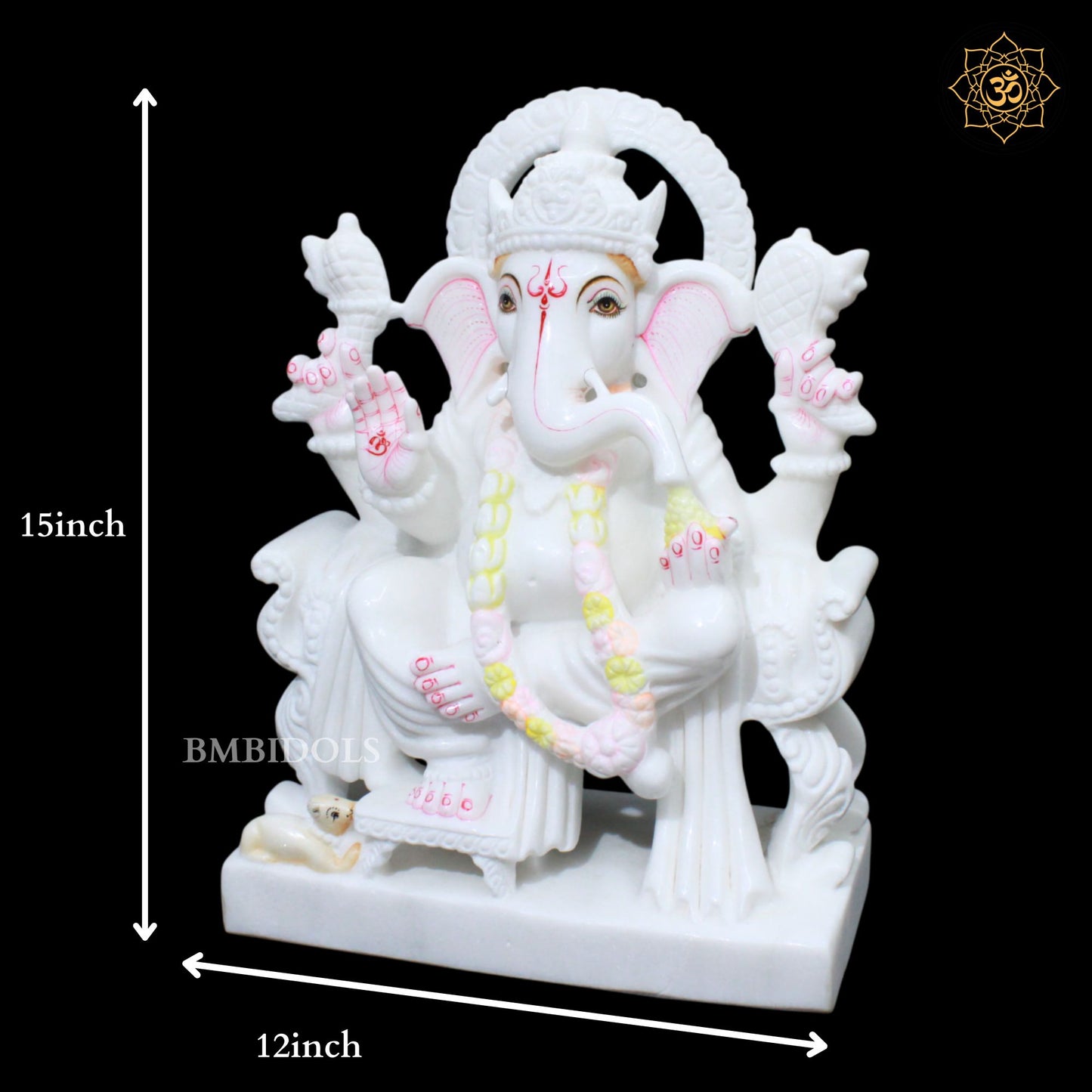15inch Marble Ganpati Murti for Homes and Temples Makrana Marble