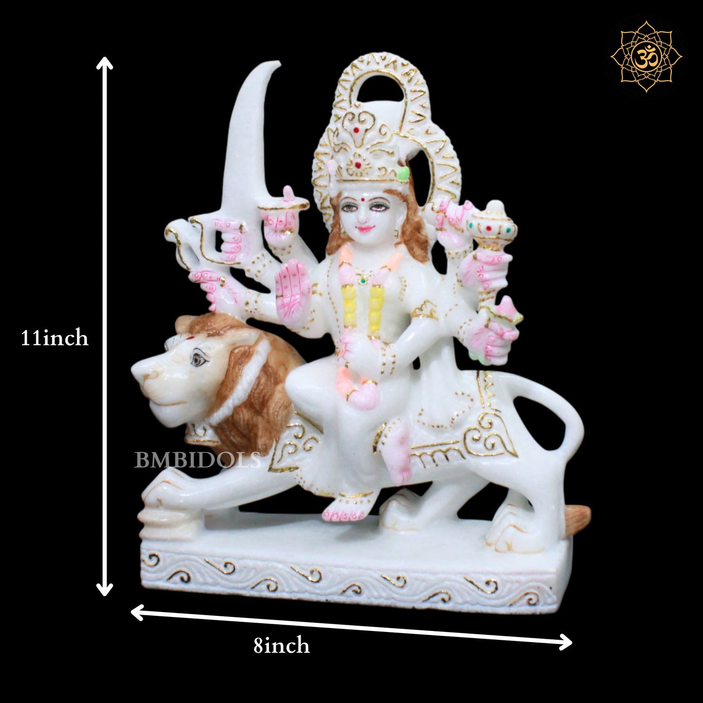 Marble Durga Maa Statue for Ghar Mandirs in 11inches
