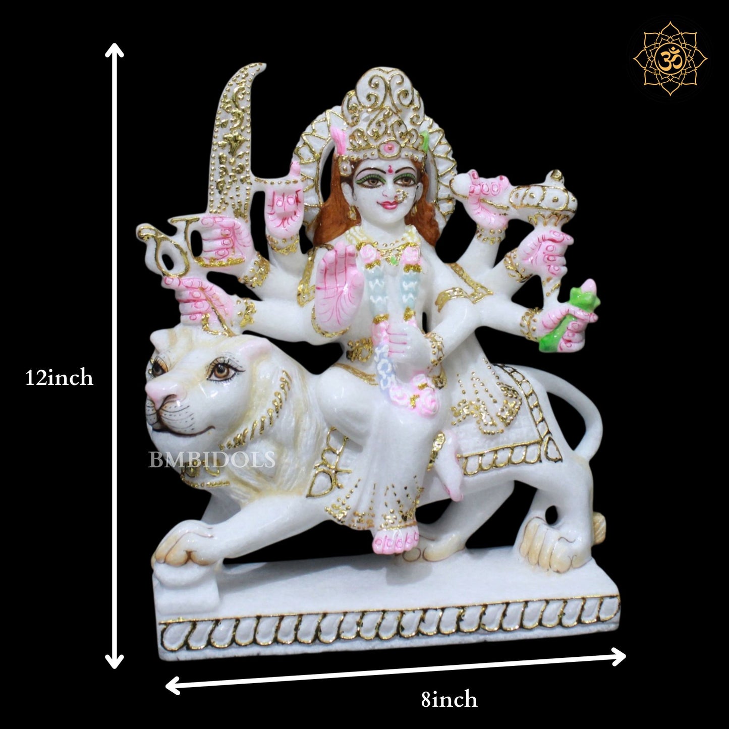 Marble Durga Murti for Homes and Temples in 1feet