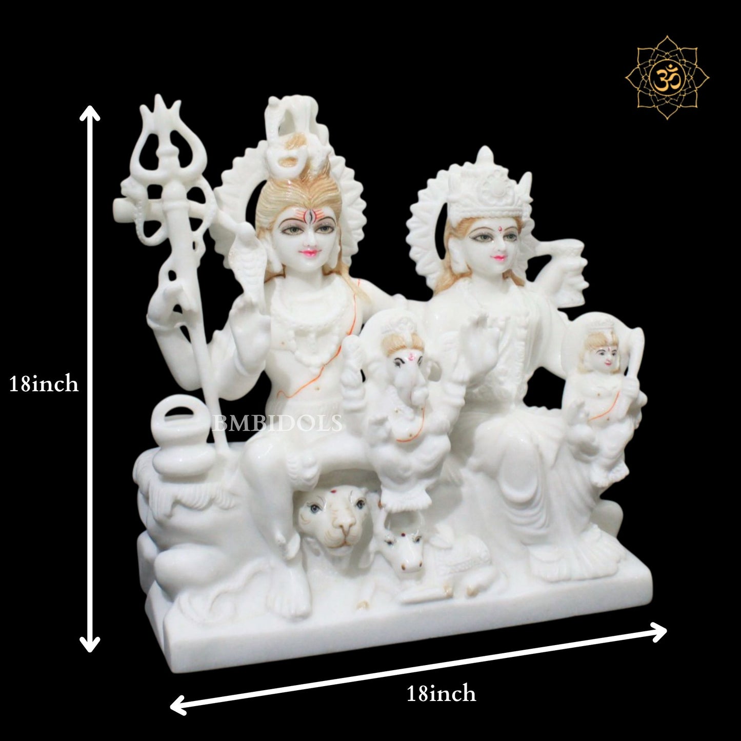 Shiva Parivar Marble Statue in 18inch