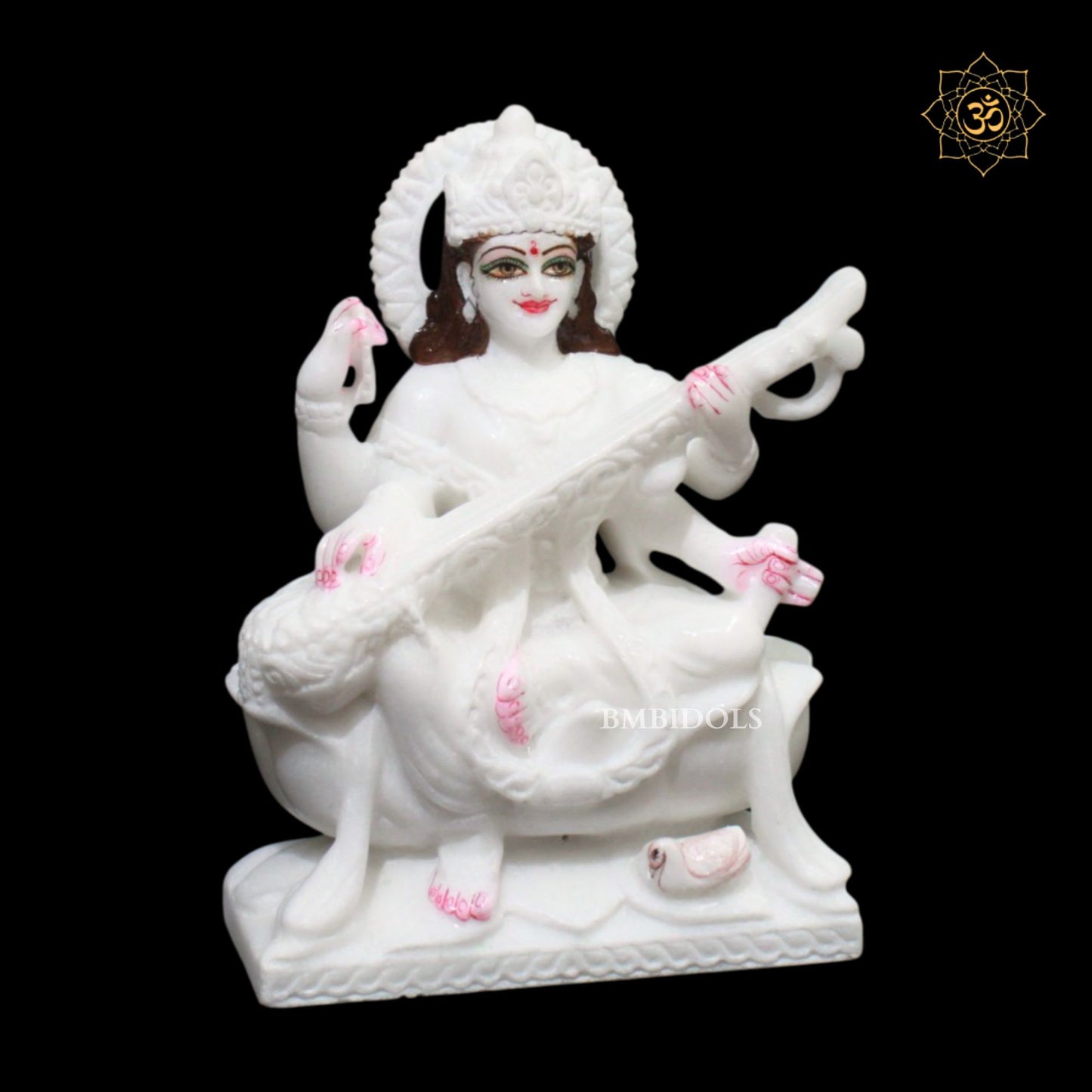 9inch Marble Ganesh Lakshmi Saraswati Statue in Makrana Marble