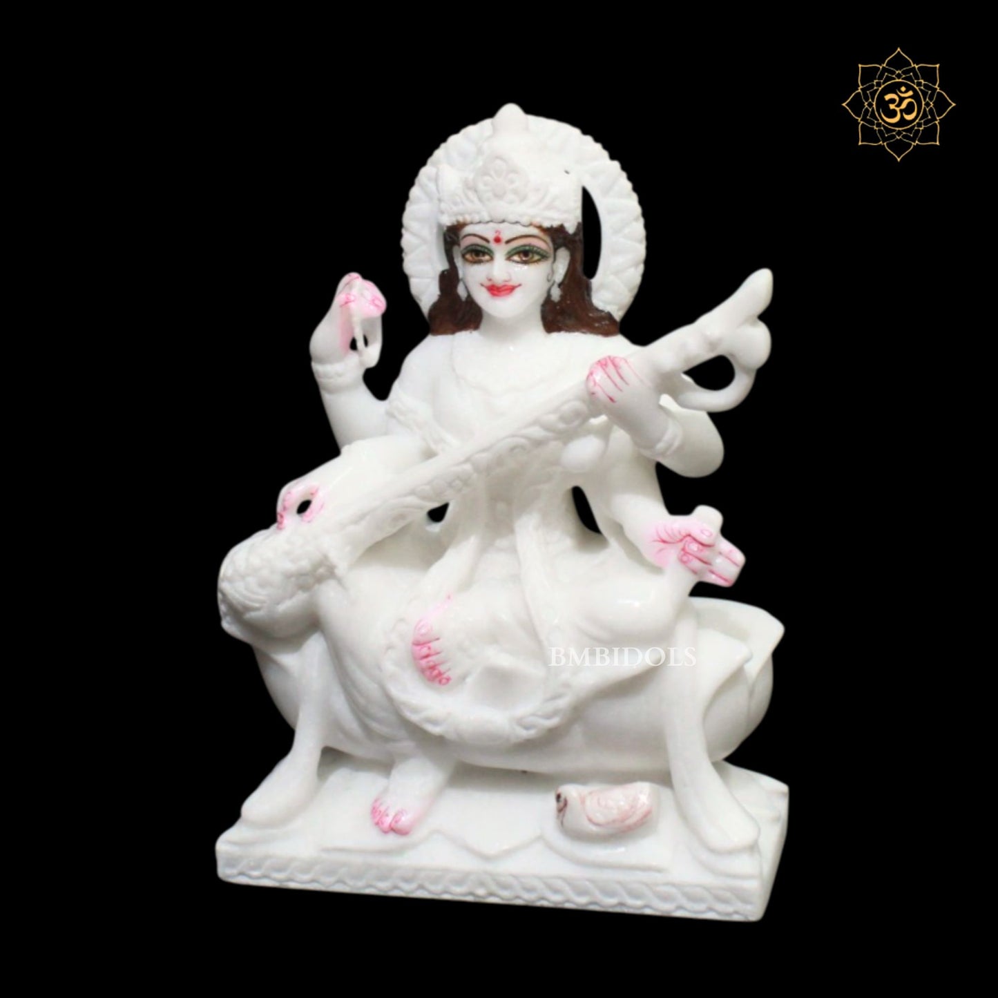9inch Marble Ganesh Lakshmi Saraswati Statue in Makrana Marble