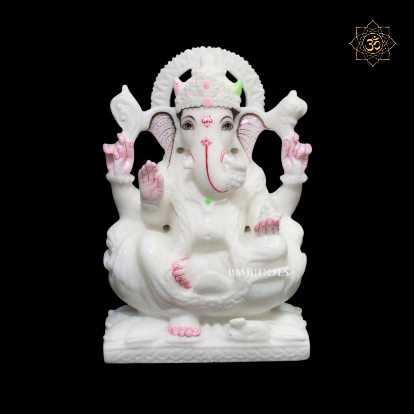 9inch Marble Ganesh Lakshmi Saraswati Statue in Makrana Marble
