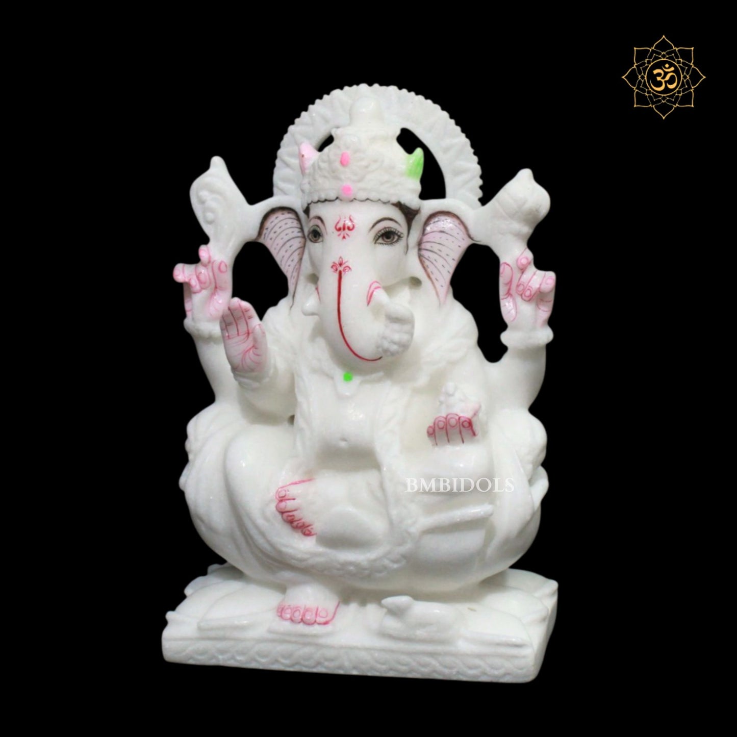 9inch Marble Ganesh Lakshmi Saraswati Statue in Makrana Marble