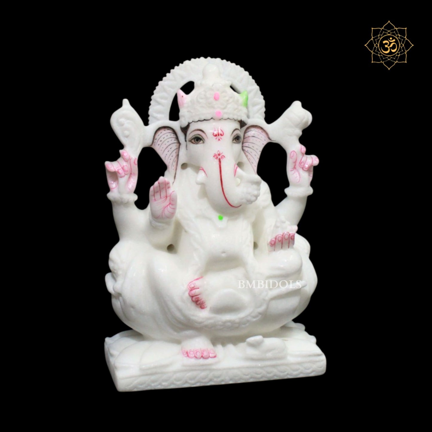 9inch Marble Ganesh Lakshmi Saraswati Statue in Makrana Marble