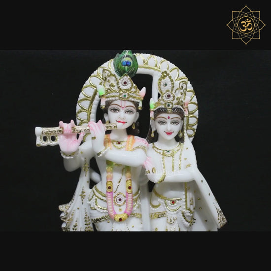 Marble Radha Krishna Statue in 15inches