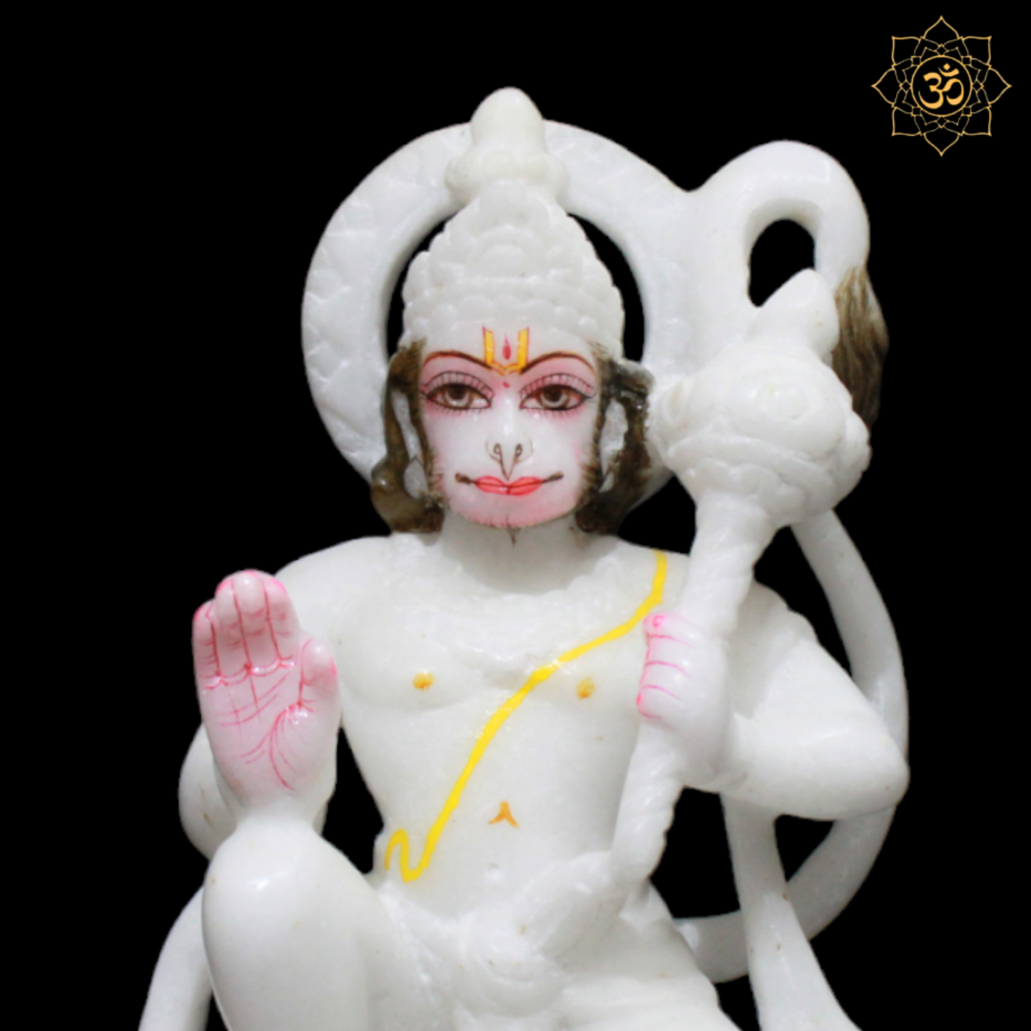 Small Marble Hanuman Murti for Home Temple in 6-inch