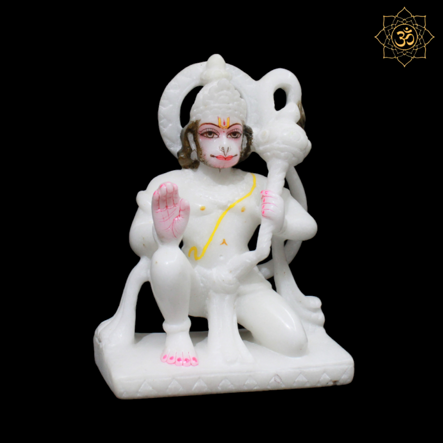 Small Marble Hanuman Murti for Home Temple in 6-inch