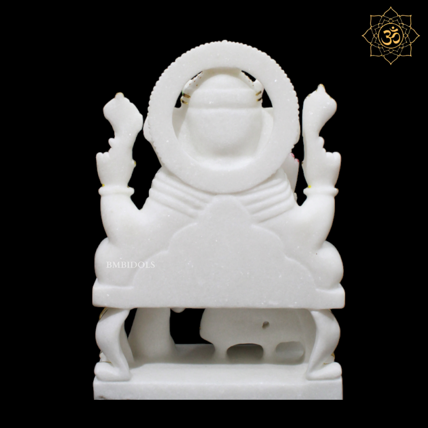 White Marble Ganesha Murti in Gold in Left side Trunk