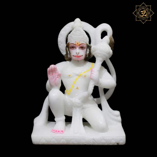 Small Marble Hanuman Murti for Home Temple in 6-inch