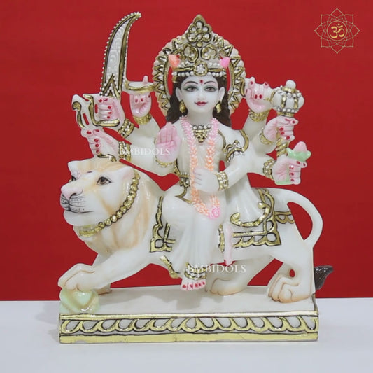 White Marble Durga maa Murti made in Makrana Marble in 9inches