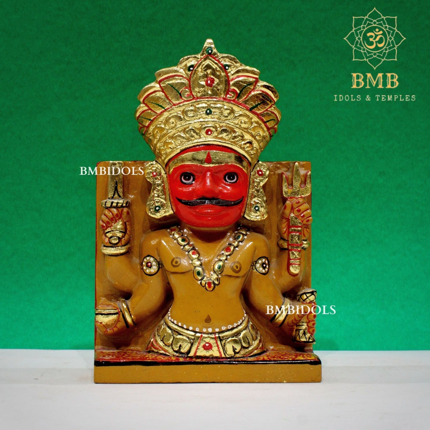 Sandstone Nakoda Bhairav Statue in 7inch for Home & Temples